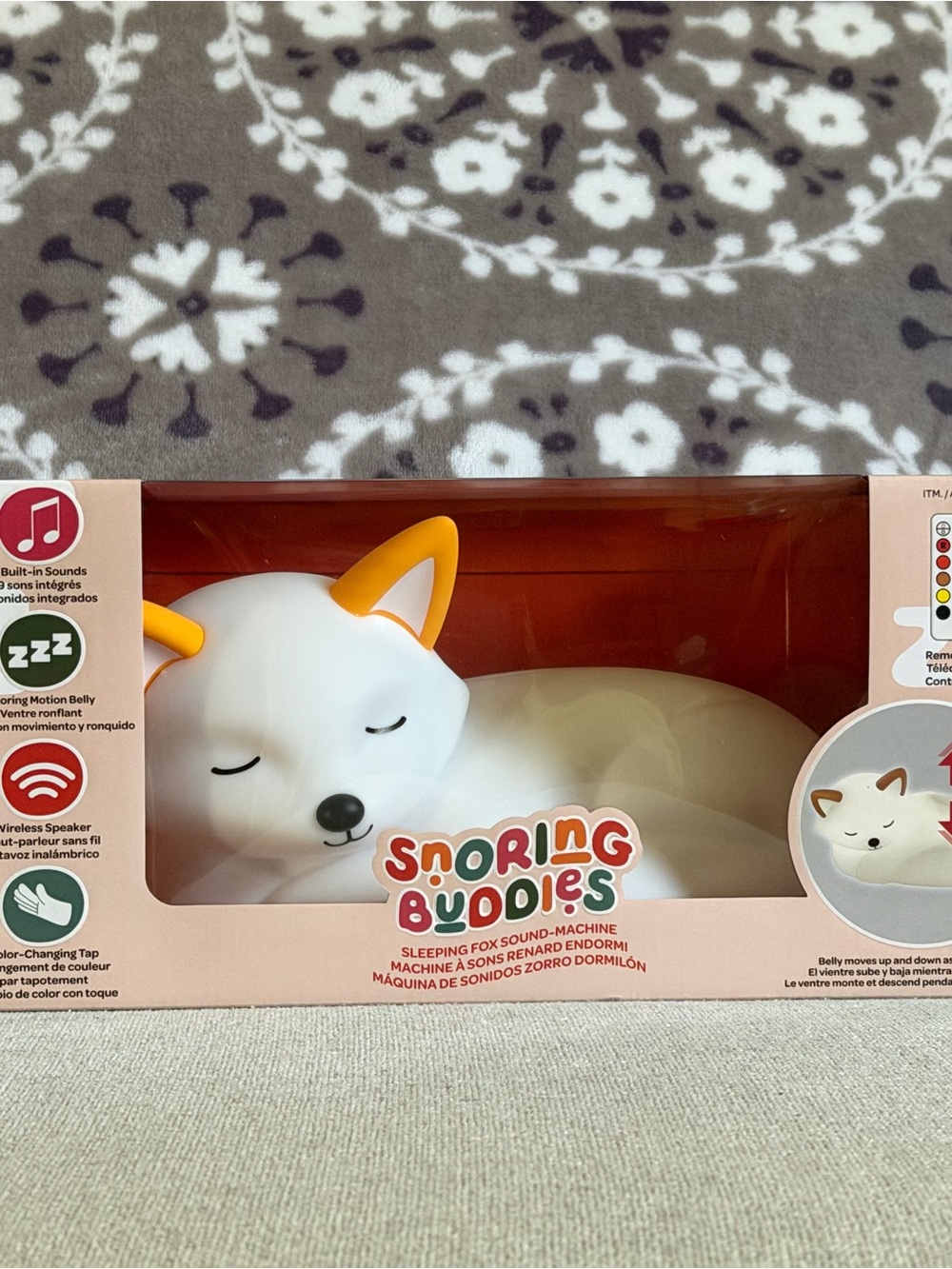 *NEW* Snoring Buddies Sleeping Fox Sound Machine Squishy Night Lamp With Remote!